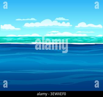 Underwater ocean sea. Deep water, underwater ocean Stock Vector