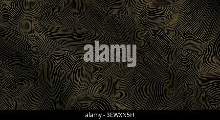Luxury abstract wood grain pattern, elegant golden line waves, organic tree textures, Japanese design. Wallpaper, packaging, wine labels, branding Stock Vector