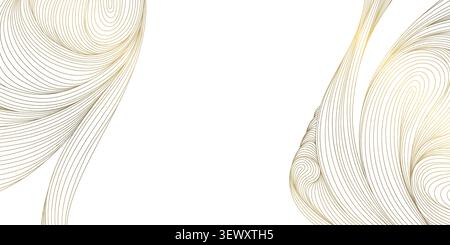 Luxury abstract Japanese wave pattern with elegant golden line art, flowing curves, modern geometric shapes. Premium vector design sea, cloud, water Stock Vector