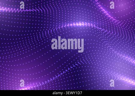 Futuristic Purple Particle Mesh Background with Glowing Light Effects Stock Vector