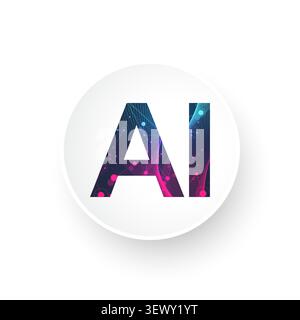 AI Banner Concept In The Digital Style. Minimal Ideas Design Element For Internet Technology. Futuristic Technology Concept Artificial Intelligence Stock Vector
