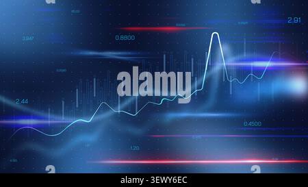 Chart shows stock exchange trading data with trends and numbers for analysis Stock Photo