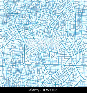 City map seamless pattern with streets and roads, squares and parks, town plan. Vector grayscale background with urban planning project. Abstract cartography map layout with road intersections Stock Vector