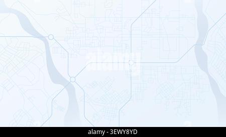 Abstract Light Blue City Map with Streets Rivers and Transport Hub Connection Points Stock Vector