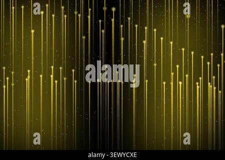Abstract yellow glowing data lines and fiber optics background Stock Vector