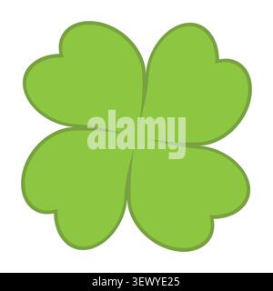 Four-leaf clover silhouette symbol icon shape, vector illustration of green four leaf cloverleaf isolated on white Stock Vector