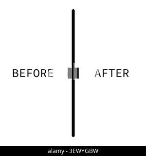 Before and after slider black vector element features progress line. Abstract comparison graphic highlights modern ui layout. eps 10 Stock Vector