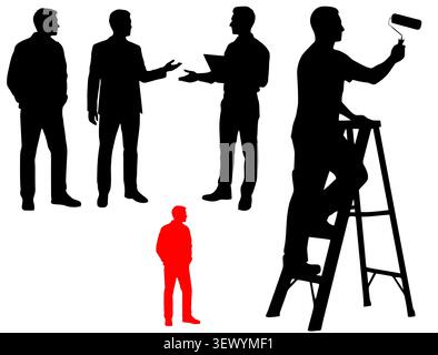 Painter and Business People Silhouette Vector Icon Collection Stock Vector