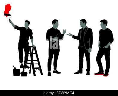 Business People and Worker Silhouette Vector Character Set Stock Vector