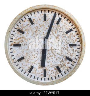 Office clock showing six o'clock isolated on a white background Stock Photo