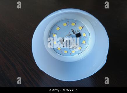 Inside of a LED lightbulb. Stock Photo