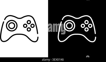 Game Controller Line Icon Set. Video Gaming, Entertainment, And Interactive Play Outline Symbol Collection. Dual Color Background. Editable Stroke Stock Vector
