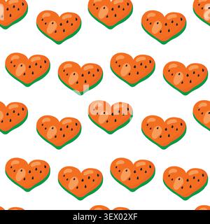 Cute watermelon heart seamless pattern for fabric, wrapping Stock Vector