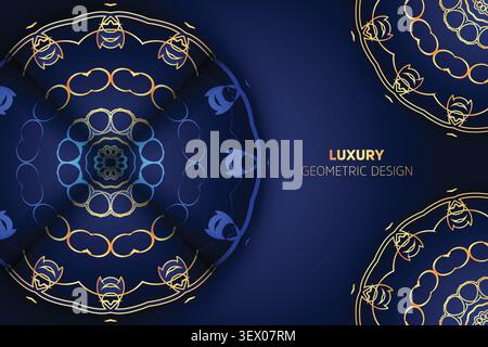 premium gold blue decorative pattern backdrop Stock Vector