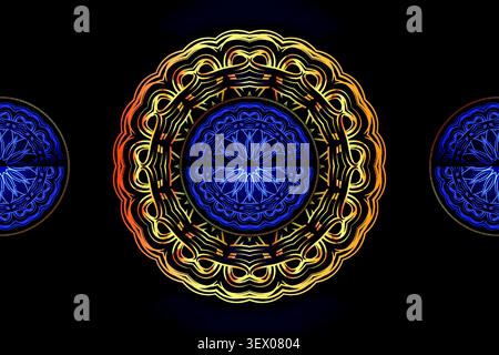 elegant gold blue mandala pattern design Stock Vector
