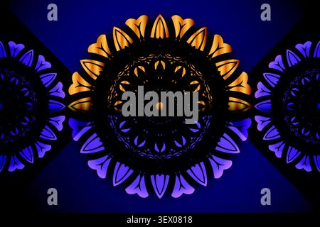 deep blue gold geometric mandala background Stock Vector