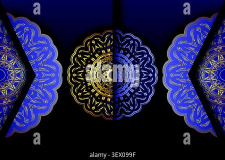 premium navy gold ornamental mandala pattern Stock Vector