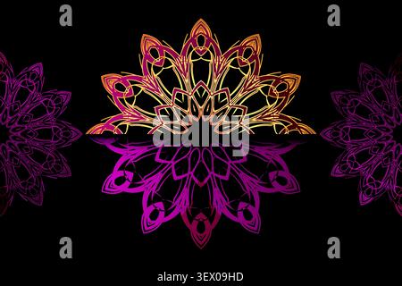 decorative pink purple gold mandala background Stock Vector