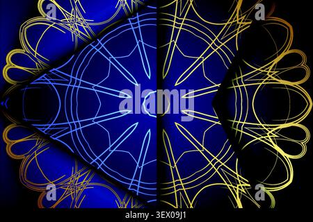 premium blue gold abstract mandala design Stock Vector