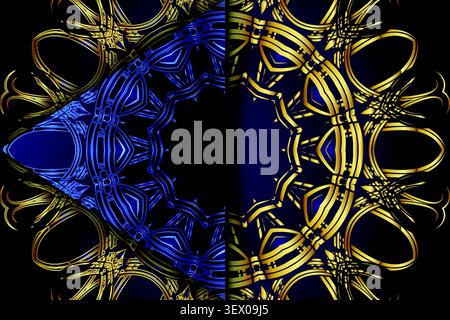luxury gold blue repeating mandala pattern Stock Vector