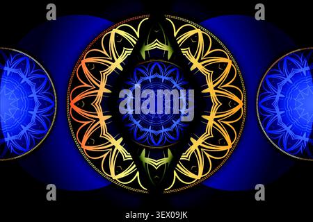premium decorative gold blue mandala texture Stock Vector