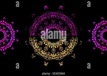 vibrant purple floral geometric mandala backdrop Stock Vector