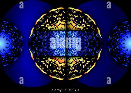 elegant blue gold decorative mandala texture Stock Vector