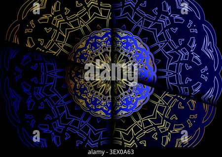 islamic style gold blue mandala background Stock Vector