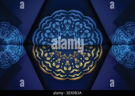 luxury arabic ornamental blue gold texture Stock Vector