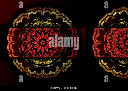 elegant geometric floral mandala red background Stock Vector