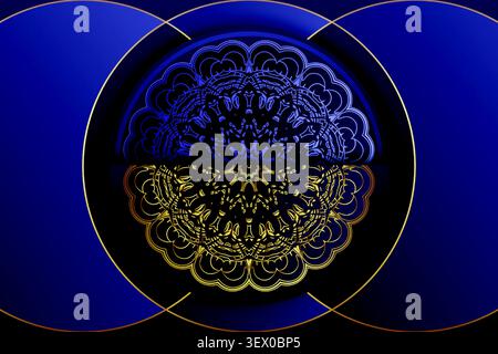 premium arabesque gold blue ornament background Stock Vector