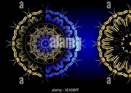 elegant islamic geometric mandala gold blue design Stock Vector