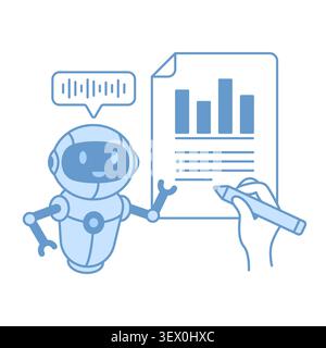 AI robot assistant presenting data analytics Stock Vector