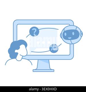 AI chatbot assistant, human user interaction Stock Vector