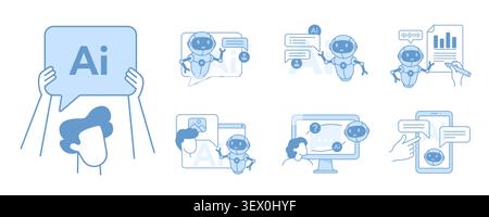 AI assistant, chatbot, robot helper Stock Vector