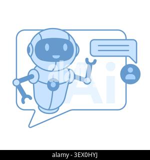 AI chatbot robot inside speech bubble Stock Vector