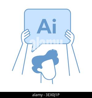 AI speech bubble held by human hands Stock Vector