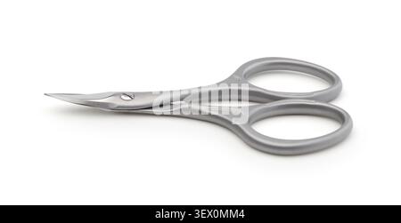 New professional manicure scissors isolated on white. Stock Photo