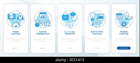 Microlearning benefits blue onboarding mobile app screen Stock Vector