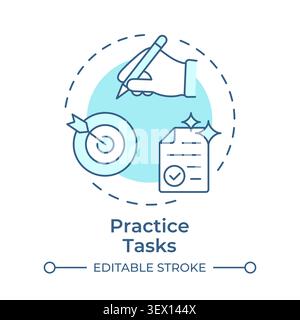 Practice tasks soft blue concept icon Stock Vector