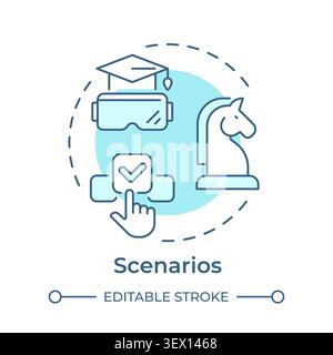 Scenarios soft blue concept icon Stock Vector