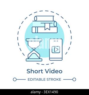 Short video soft blue concept icon Stock Vector