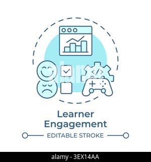 Learner engagement soft blue concept icon Stock Vector