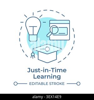 Just-in-time learning soft blue concept icon Stock Vector