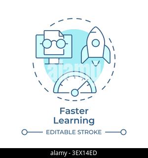 Faster learning soft blue concept icon Stock Vector