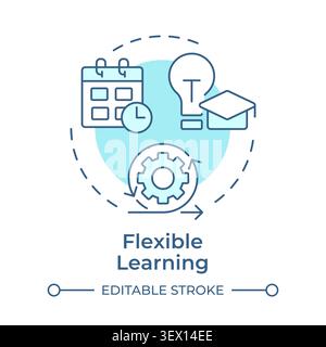 Flexible learning soft blue concept icon Stock Vector