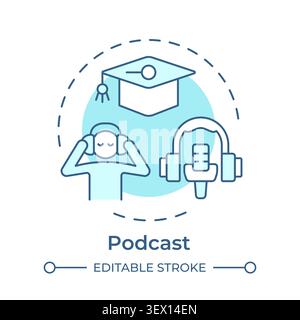 Podcast soft blue concept icon Stock Vector