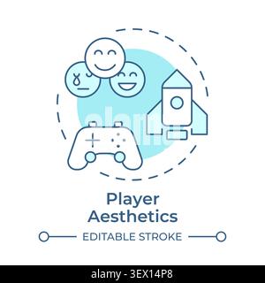 Player aesthetics soft blue concept icon Stock Vector