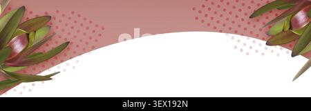Flowers of leucadendron on polka dot, red paper and white background. Header Stock Photo