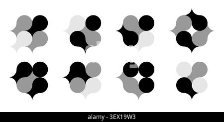 Bio cell logo, medical circuit diagonal sign. Alphabet curves as modern arrow. Innovative science integrated symbol. Connected dots merge as molecule Stock Vector